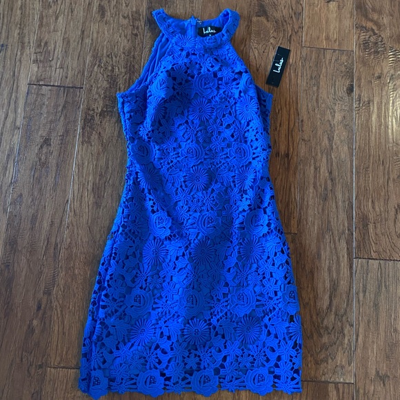 Lulu's Love Poem Blue Lace Mini Dress‎ Size Small - Picture 4 of 7